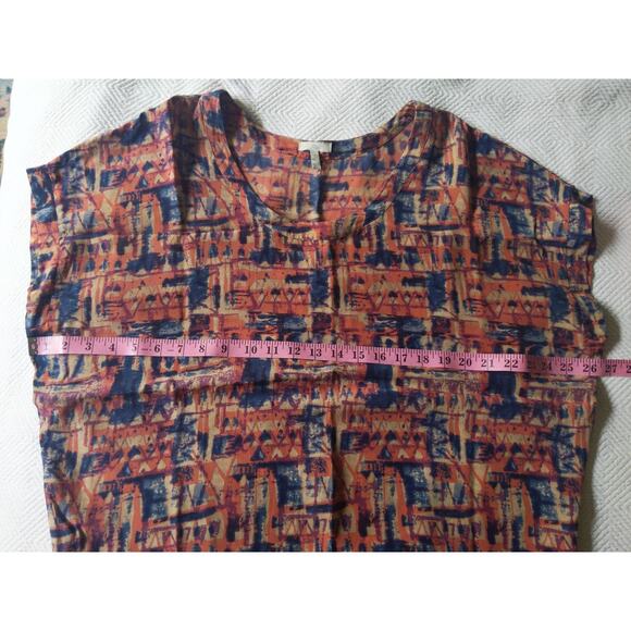 Joie Southwestern Print Silk Top Tribal Pattern Relaxed Fit Size S Boho - Picture 6 of 8